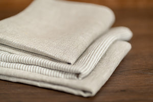 
                  
                    Load image into Gallery viewer, set of 3 linen durable kitchen towels in the pale sandy, striped and natural colors
                  
                