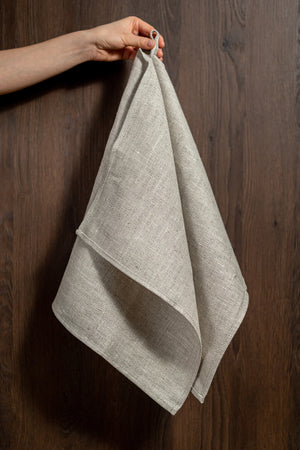 
                  
                    Load image into Gallery viewer, natural linen kitchen towel holding with hand
                  
                